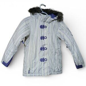 Burton Bennett DRYRIDE Hooded Girls Luminous Faux Fur Snow Jacket Size L (10–12)